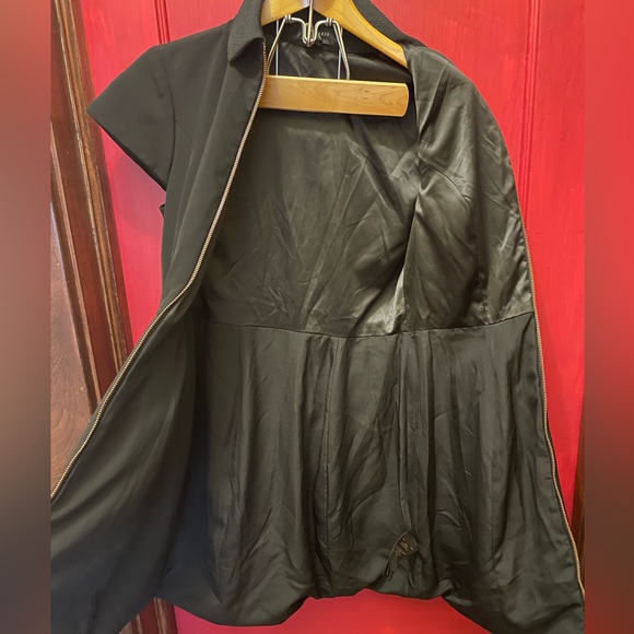 Ted Baker black collared balloon mini dress with rose gold full zipper - Picture 7 of 9